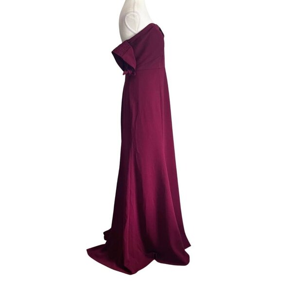 WATTERS & WATTERS BURGUNDY CREPE REMOVABLE SLEEVE FORMAL EVENING DRESS - 22W - Picture 2 of 16
